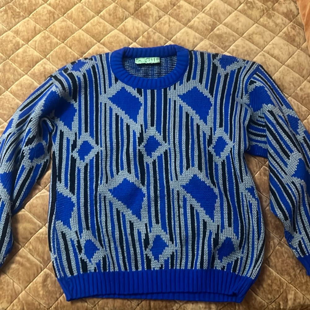 Vintage 90’s sweater - grey/blue print